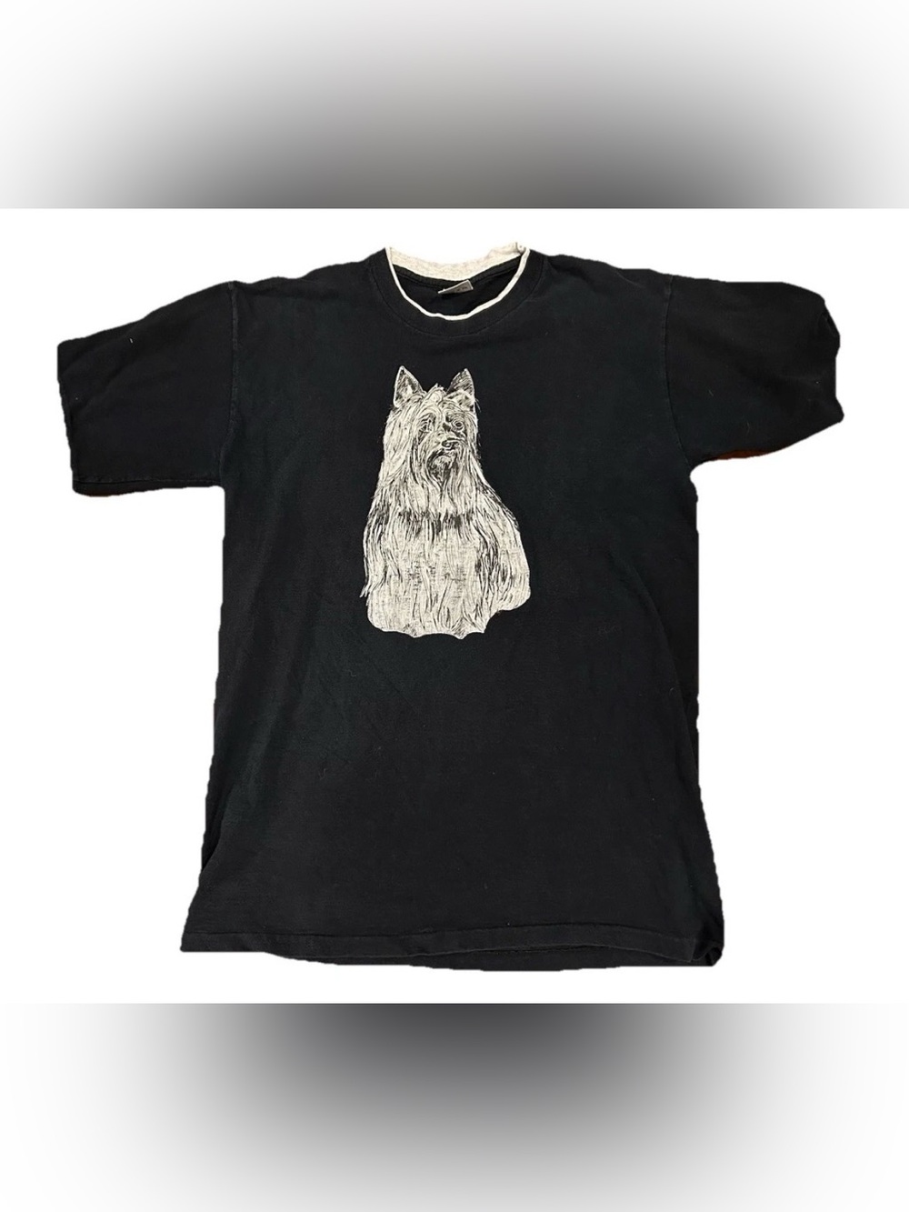 Vintage 90s Belton Tough Tee Yorkie Dog T-Shirt L Single Stitch Made in USA